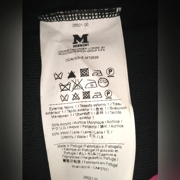 MISSONI 12 KNIT WOOL BLEND BLACK MULTICOL CHEVRON COWL NECK STRAIGHT DRESS ITALY - Picture 4 of 8